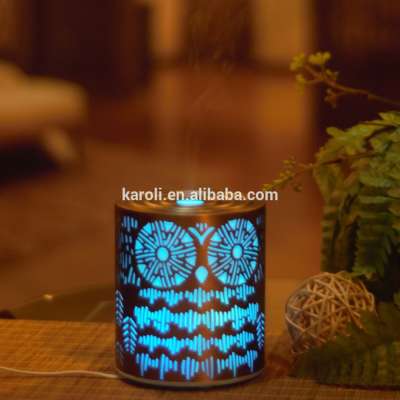 Electric Metal aromatherapy diffuser with LED light rotating for home air humidifier