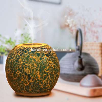 New Mosaic glass Ultrasonic aroma Essential oil diffuser for home aromatherapy with LED light rotating .